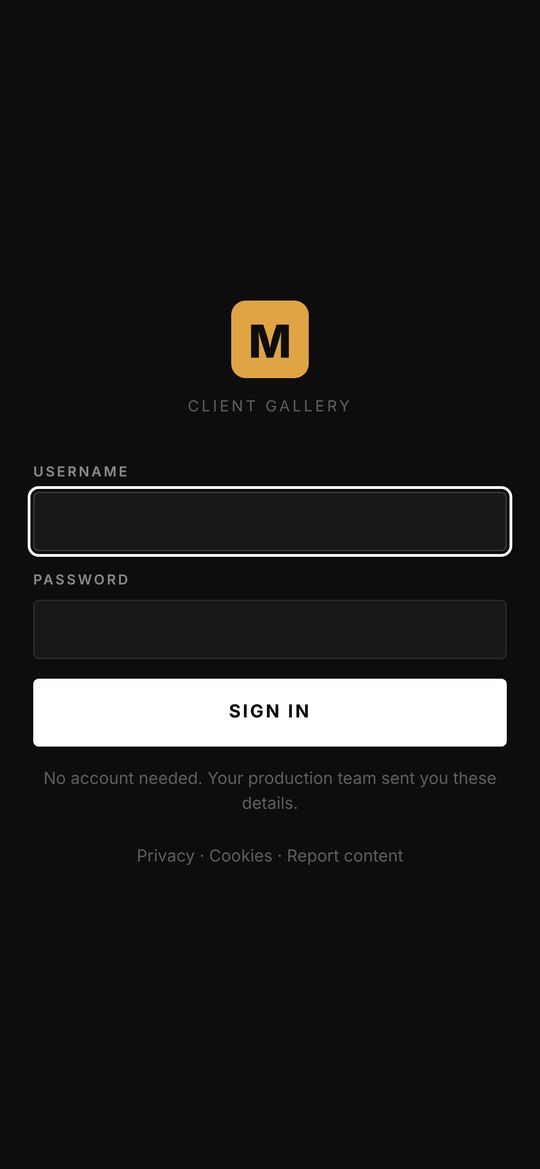 Phone: the sign-in screen with username and password.