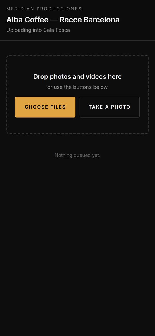 Phone: the upload page a scout sees, with Choose files and Take a photo.